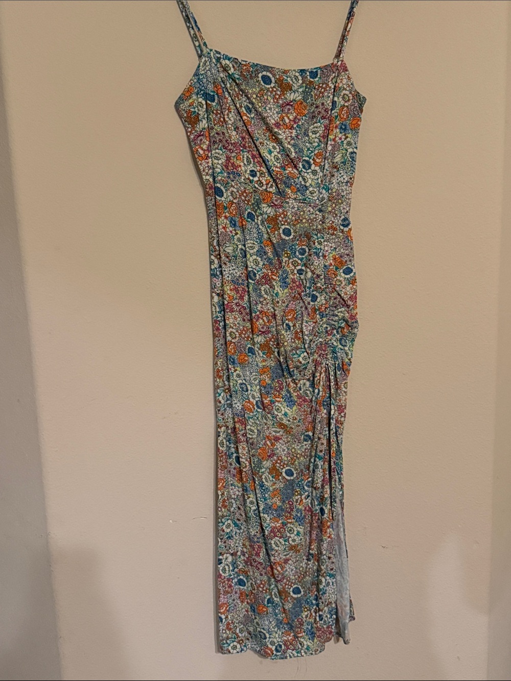 O'Neill Floral Spaghetti-Strap Maxi Dress in Blue, Orange, Green